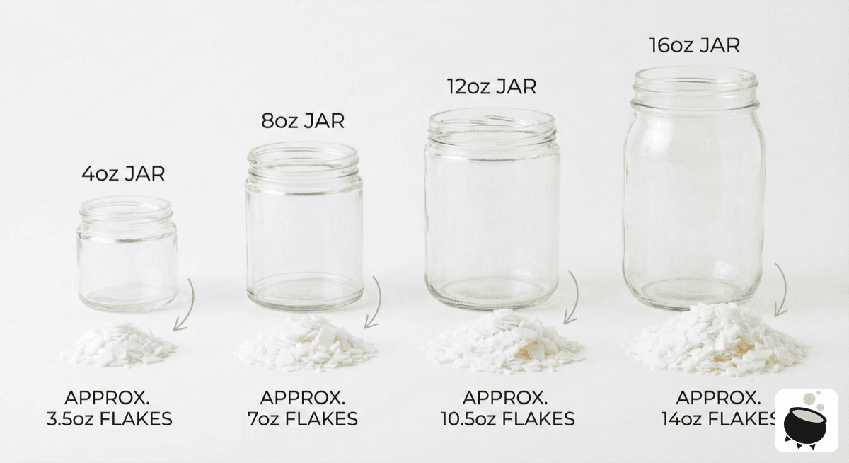 Measuring wax for candle containers