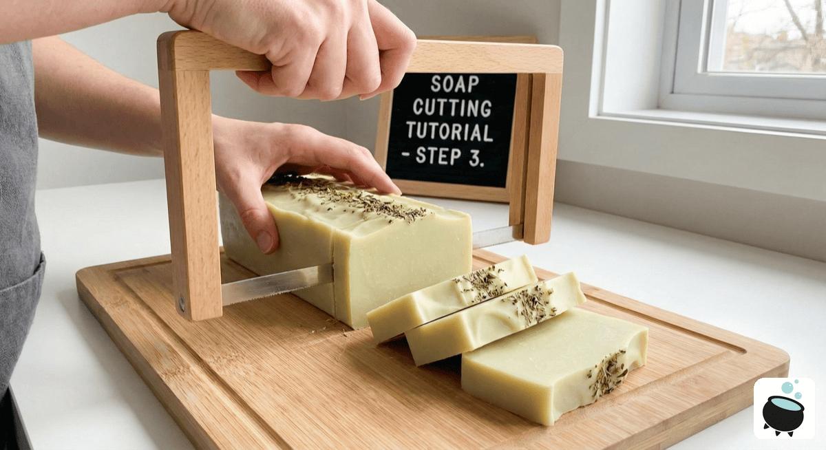 Soap bars curing on a drying rack